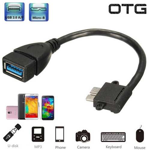 Angled Micro USB 3.0 Male To USB 3.0 Female OTG Cable