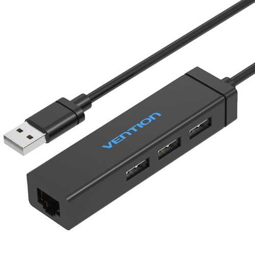 Vention VAS-J37 USB 2.0 10/100 Mbps RJ45 Lan Network Ethernet Adapter Card with 3 Ports USB Hub