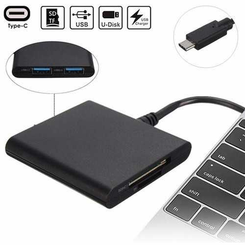 OTG USB 3.1 Type C To 2 Port USB 3.0 Hub + TF SD Card Reader Adapter