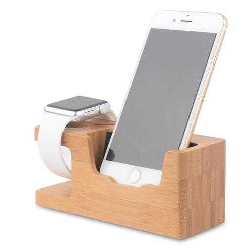 Bamboo Universal Desk Stand Charging Station Holder For Cell Phone iWatch