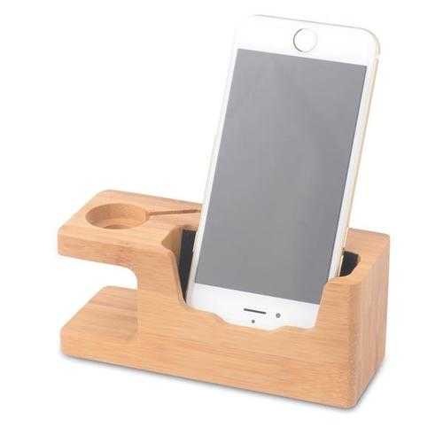 Bamboo Universal Desk Stand Charging Station Holder For Cell Phone iWatch