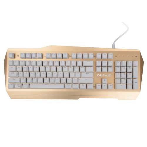 Ousaid DK800 104 Keys Backlit All Metal Suspended Blue Switch Mechanical Keyboard-White