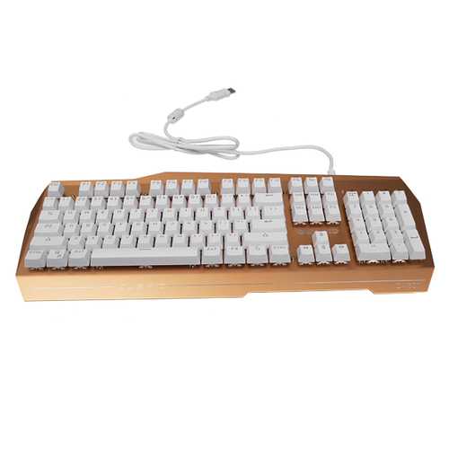 Ousaid DK800 104 Keys Backlit All Metal Suspended Blue Switch Mechanical Keyboard-White