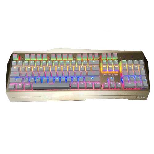 Ousaid DK800 104 Keys Backlit All Metal Suspended Blue Switch Mechanical Keyboard-White