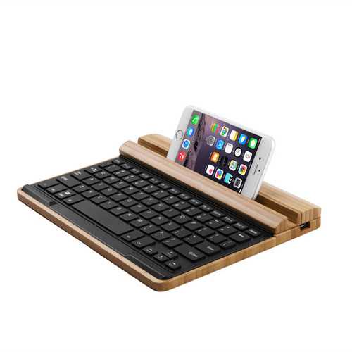 SEENDA IBK-09D Universal Bamboo Wireless Bluetooth Keyboard With Mobile/Table Stand Holder