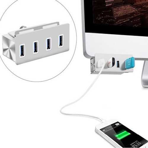 High Speed 5Gbps 4 USB 3.0 Ports Clip Design Aluminum Alloy USB Hub for PC iMac