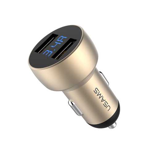 USAMS 5V 3.4A Quick Charge Dual USB Port LED Display Car Charger for Mobile Phone