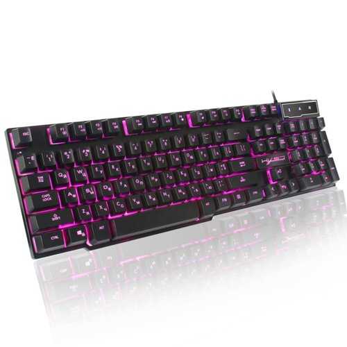 HXSJ R8 Russian English Dual Layout 104 Keys USB Wired Backlit Gaming Keyboard