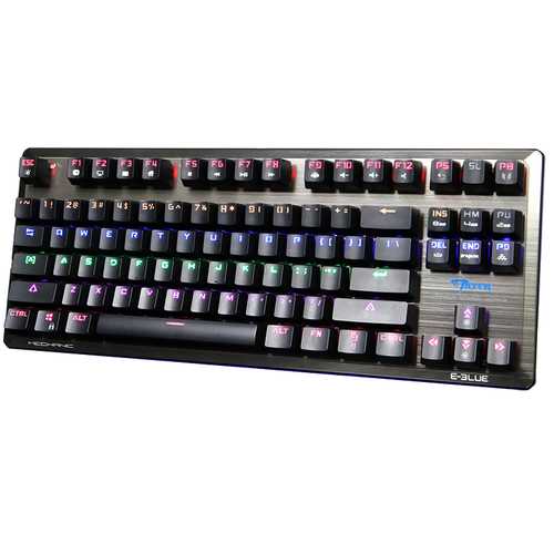 E-Blue K727 87 Keys NKRO USB Wired Mixed Backlit Mechanical Gaming Keyboard Blue Switch Black Switch