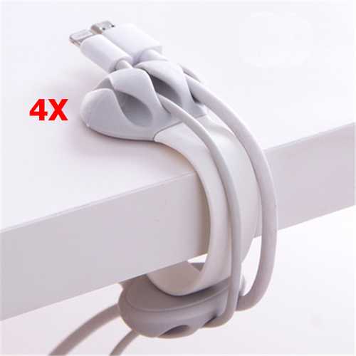 4 Pcs Silicone Anti-skid Desktop Clip-on Cable Holder Organizer Winder Wire Mount Management