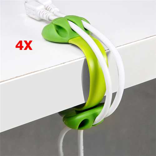 4 Pcs Silicone Anti-skid Desktop Clip-on Cable Holder Organizer Winder Wire Mount Management