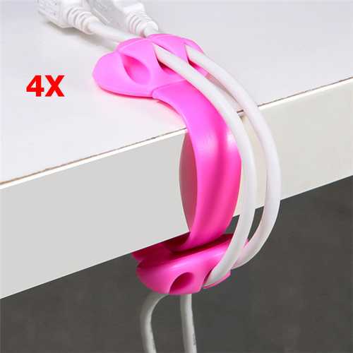 4 Pcs Silicone Anti-skid Desktop Clip-on Cable Holder Organizer Winder Wire Mount Management