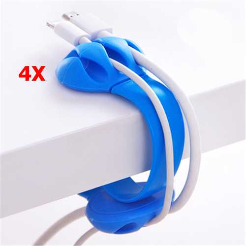 4 Pcs Silicone Anti-skid Desktop Clip-on Cable Holder Organizer Winder Wire Mount Management