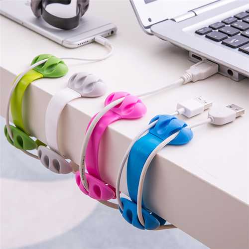 4 Pcs Silicone Anti-skid Desktop Clip-on Cable Holder Organizer Winder Wire Mount Management