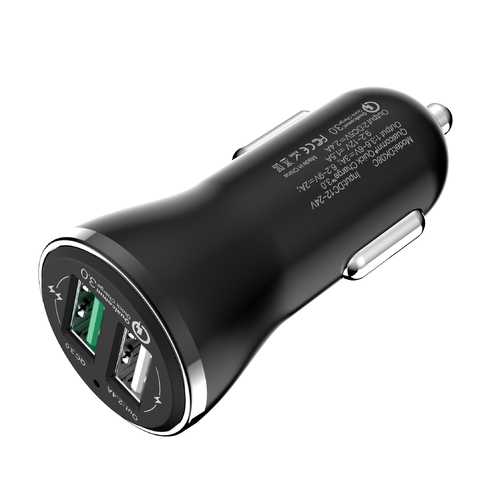 CC-37 Dual USB Black Car Charger 2.4A Fast ChargeFor Xiaomi Samsung Huawei iPhone iPad