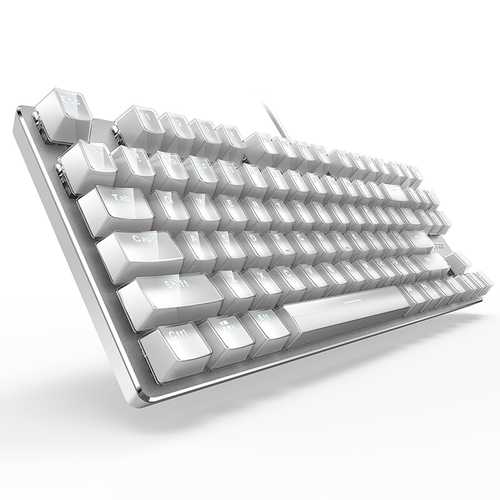 Rapoo V500S Ice Crystal 87 Key USB Wired White Backlit Mechanical Gaming Keyboard Brown Switch