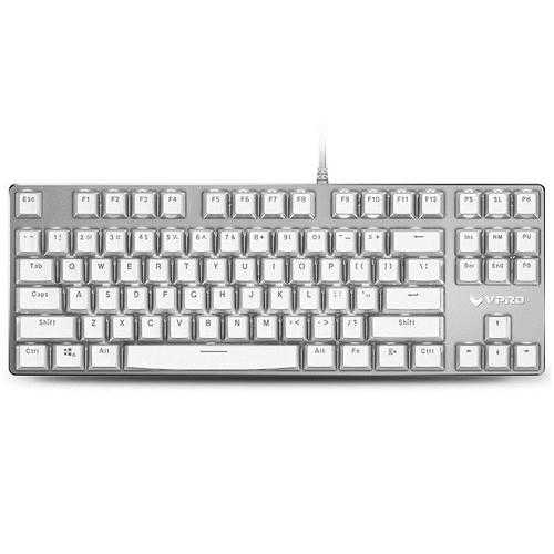 Rapoo V500S Ice Crystal 87 Key USB Wired White Backlit Mechanical Gaming Keyboard Brown Switch