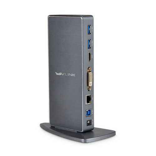Wavlink 4USB 3.0 to 2Type-c DVI HDMI Audio RJ45 Gigabit Ethernet Port Hub Docking Station