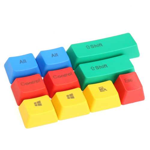 10Pcs RGBY ANSI PBT Thick Keycap Key Caps for Mechanical Gaming Keyboard