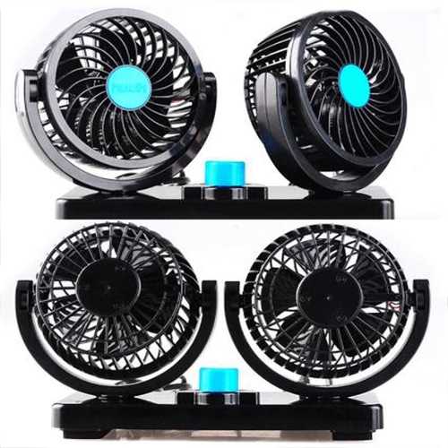 Car Electric Mini Fan Low Noise Summer Car Auto Conditioner 12V 360 Degree Rotating 2 Gears