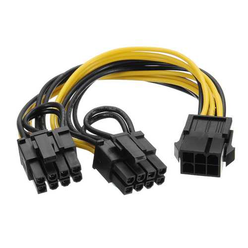 PCI-E 6-pin to 2x 6+2-pin (6-pin/8-pin) Power Splitter Cable PCIE PCI Express