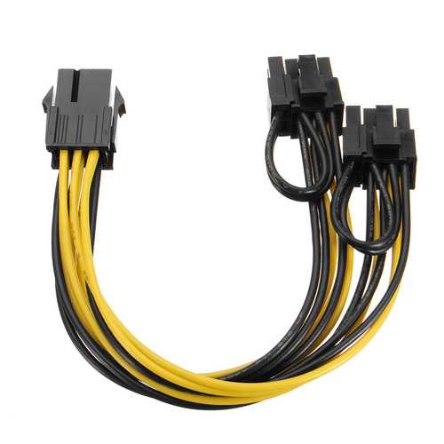 PCI-E 6-pin to 2x 6+2-pin (6-pin/8-pin) Power Splitter Cable PCIE PCI Express