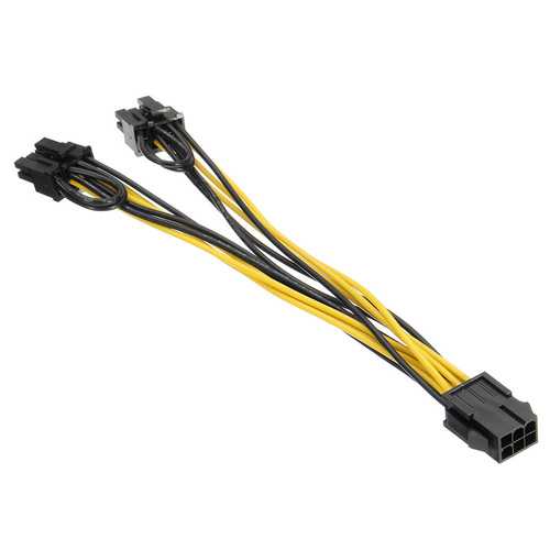 PCI-E 6-pin to 2x 6+2-pin (6-pin/8-pin) Power Splitter Cable PCIE PCI Express