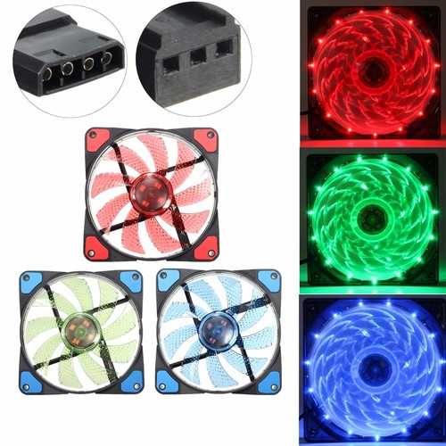 3/4-Pin 120mm 180mA 2100RPM PC Computer Case CPU Cooler Cooling Fan with LED Light