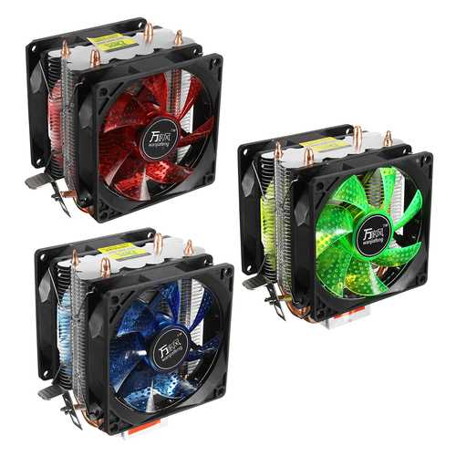 LED Double Heat Pipe Dual Fan Quiet CPU Cooler Cooling Fan Heat Sink For LGA 1155 775 1156 AMD