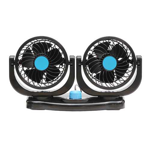 Dual Head 12V Car Fan Portable Vehicle Truck 360 Degree Rotatable Auto Cooling Cooler