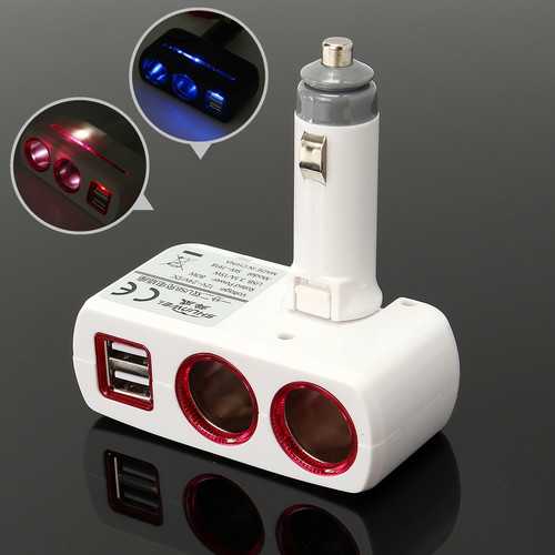 Dual USB Ports 3.1A 12V Car Cigarette Lighter Socket Two Way Charger with LED Light for S8 Mi6