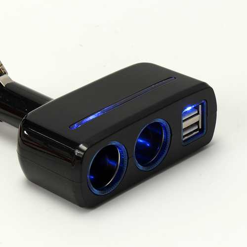 Dual USB Ports 3.1A 12V Car Cigarette Lighter Socket Two Way Charger with LED Light for S8 Mi6