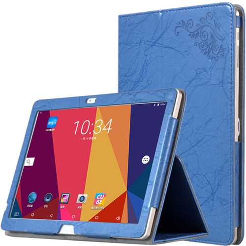 PU Leather Case Folding Stand Cover For 10.1 inch ALLDOCUBE Cube Free Young X7 Tablet Blue