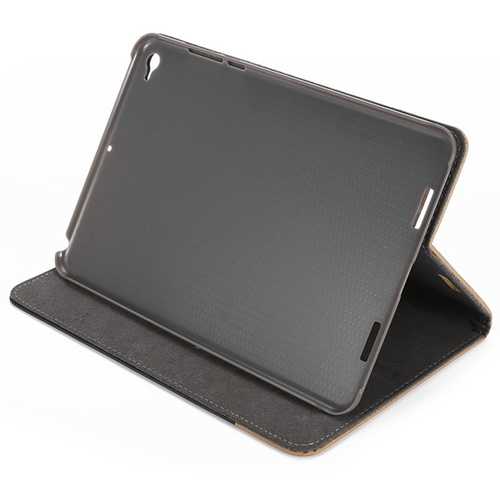 Canvas Grain PU Protective Case for Xiaomi Mi Pad 3 - BLACK AND BROWN