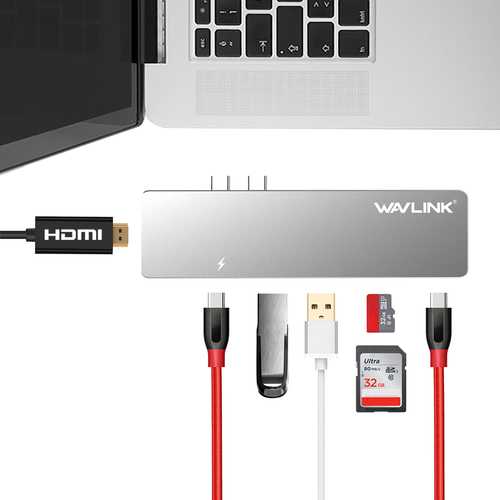 Wavlink WS-UHP3405M Dual Thunderbolt 3 to USB HDMI Card Reader PD Charging Mini Dock for Macbook Pro