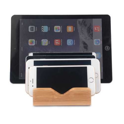 6 in 1 Natural Wood Charging Station Docking Organizer For Tablet Cell Phone