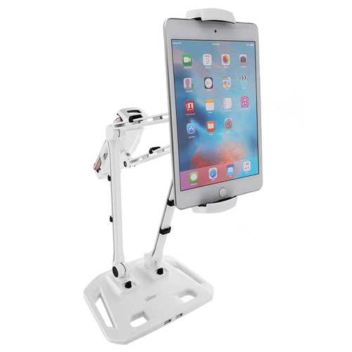 Dual Arms Holder Mount Stand Swivel USB Port For iPad Tablet Mobile Phone Laptop