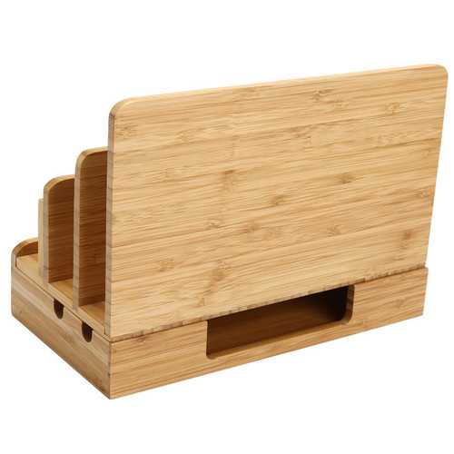 Multifunctional Bamboo Charger Dock Stand Desktop Phone Holder Organizer for Phone Tablet PC