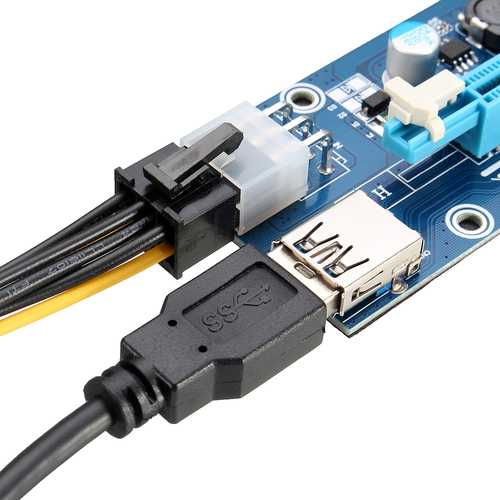 USB3.0 PCI-E PCI Express 6 Pin 1X to 16X Extender Riser Card Adapter Mining Cable