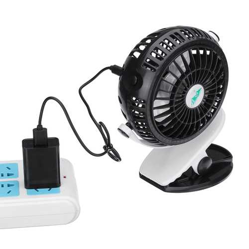 360 Degree Adjustable Portable USB Rechargeable Battery Mini Fan Clip On Baby Stroller