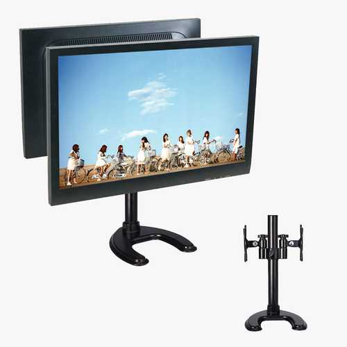 Multi-functional Desktop Base Dual Display Bracket 360° Rotatable Holder For 14-27 inches LCD Screen