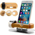 Wooden Anti-slip Charging Dock Cable Organized Desktop Phone Holder for Smart Phone Apple Watch