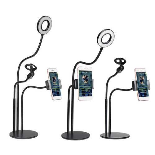 Universal Live Stream Fill Light Desktop Phone Holder Microphone Stand for Xiaomi Mobile Phone