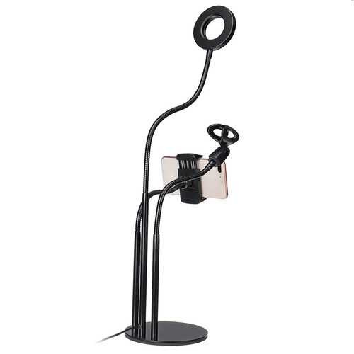 Universal Live Stream Fill Light Desktop Phone Holder Microphone Stand for Xiaomi Mobile Phone