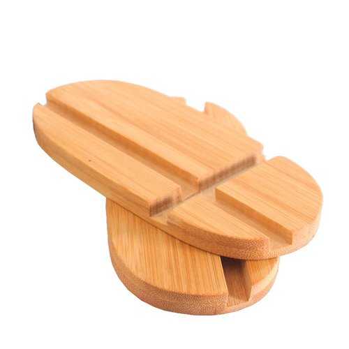 Universal Bamboo Dual Slots Desktop Bracket Phone Holder Stand for Xiaomi Mobile Phone Tablet