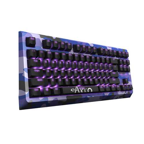 Akko AKC87 CAMO 87 Key NKRO USB Wired Purple Backlit Mechanical Gaming Keyboard