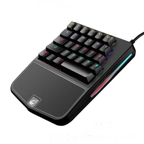 Free Wolf K9 USB Wired 28 Keys Mixed Light PC Single Hand Gaming Blue Switch Mechanical Keyboard