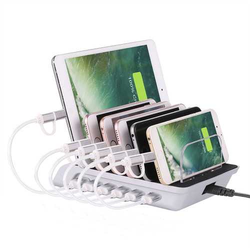 6 Multi Port USB Hub Charger Charging Dock Station Stand 10.2A For Tablet Phones