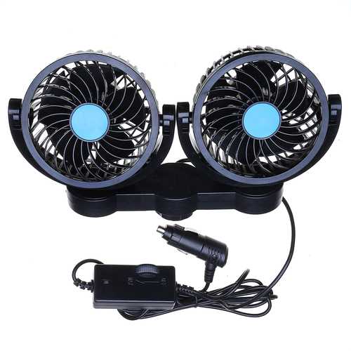 12V Dual Head Vehicle Car Headrest Rear Seat Cooling Fan 360 Degree Rotatable Stepless