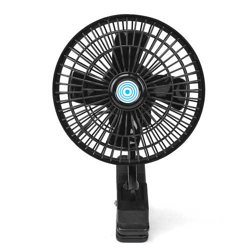 6 Inch 12V Clip on Car Oscillating Fan 2M Cable Speed Controller Truck Van Cooling